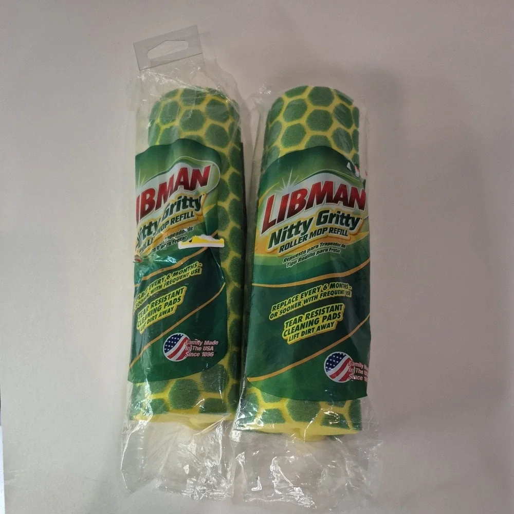 Libman‎ NITTY GRITTY NEW ~ Lot of 2 ~Tear Resistant Sponge Roller Mop Refills